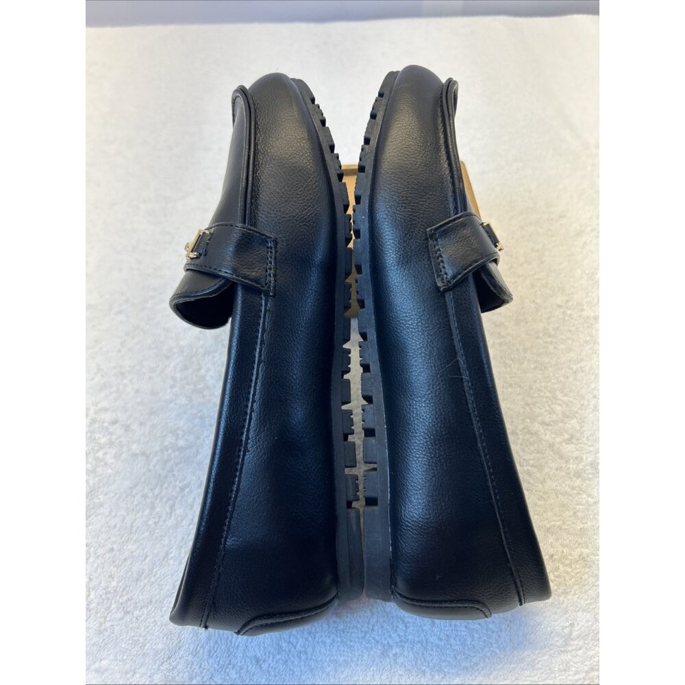 DeYashopin Loafer Shoes Slip On Black Gold Accent Women SZ 6.5 NEW in Box - Picture 3 of 9
